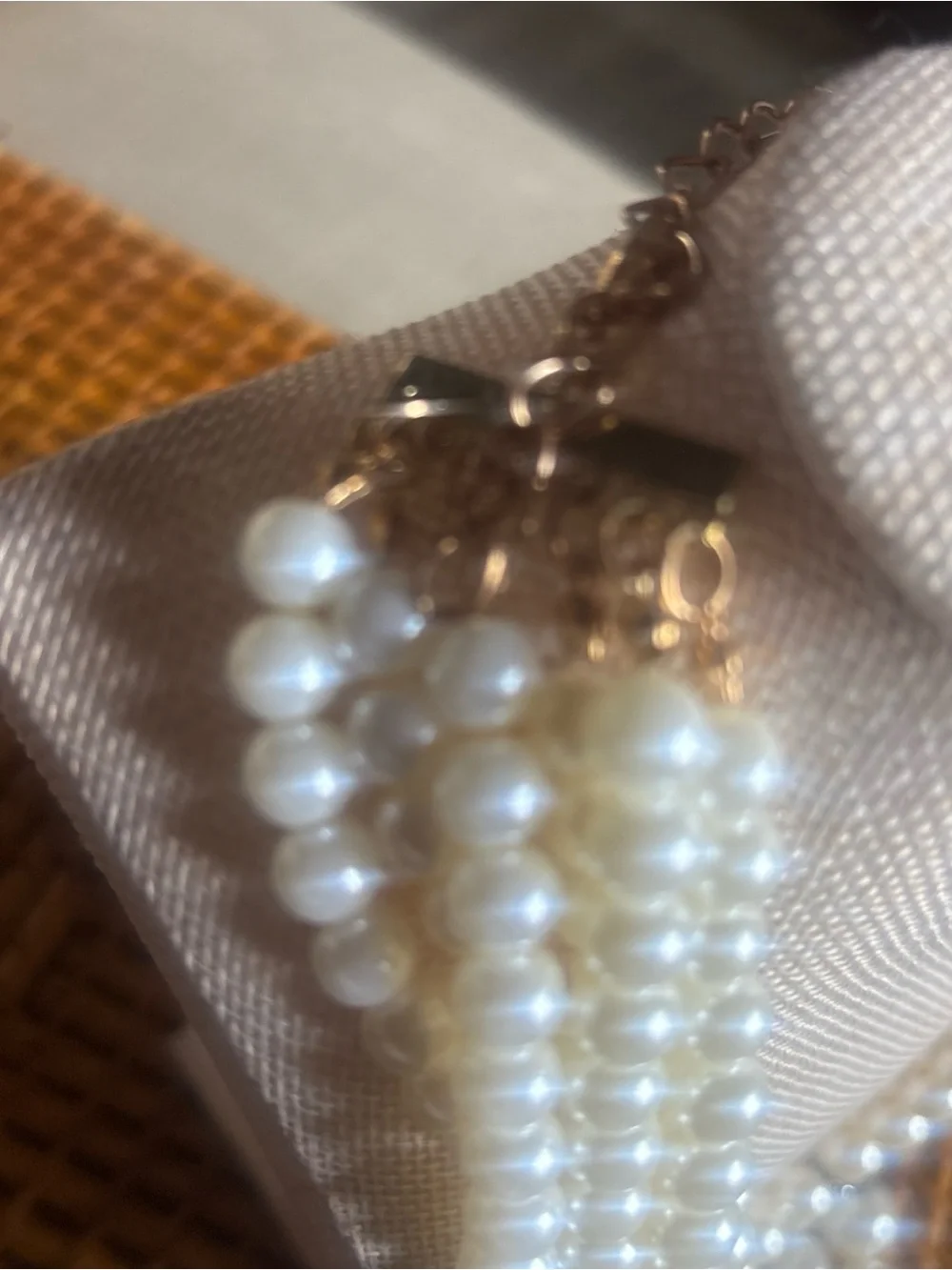 NWT JEROLLIN Black & White Multi Strand Faux Pearl Statement Bib Necklace